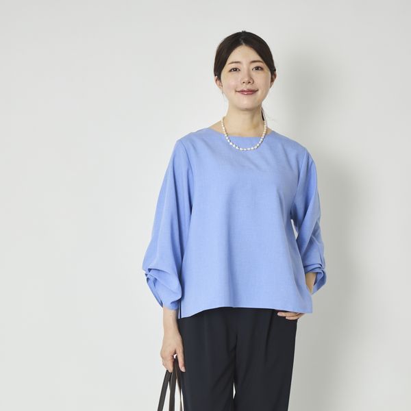 Kilka/蒸れにくい7分袖タックブラウス -ドライタッチなとろみ生地の7分